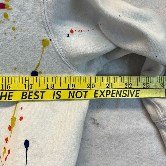 POLO RALPH LAUREN Hoodie Girls Medium White Paint Splatter Print Fleece Pullover - Picture 8 of 12